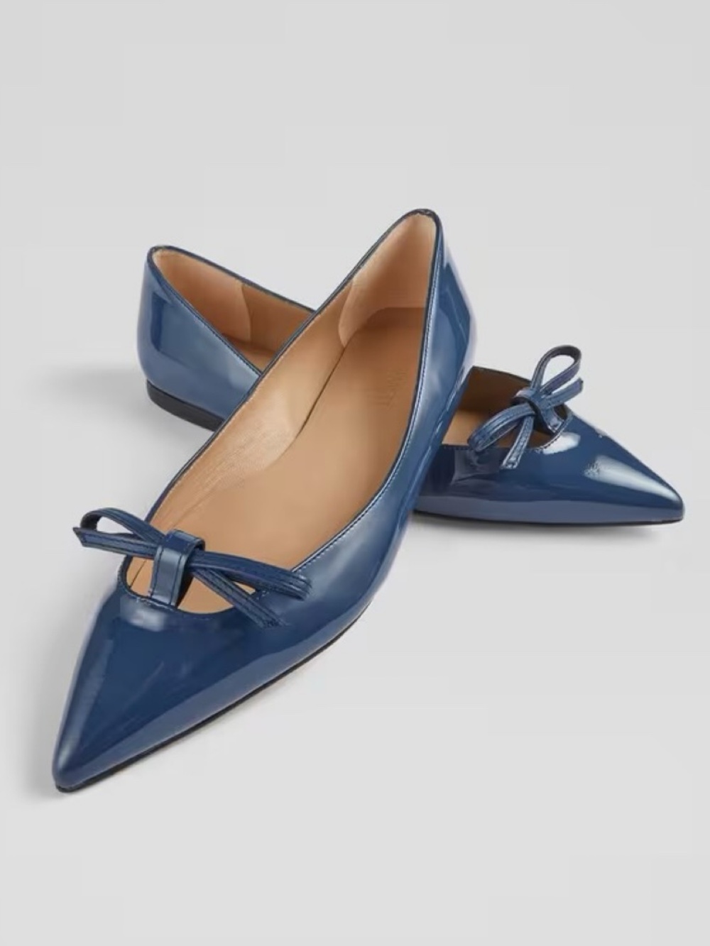 New LK Bennett Lynne Leather Ballet Flats Blue Sz 11